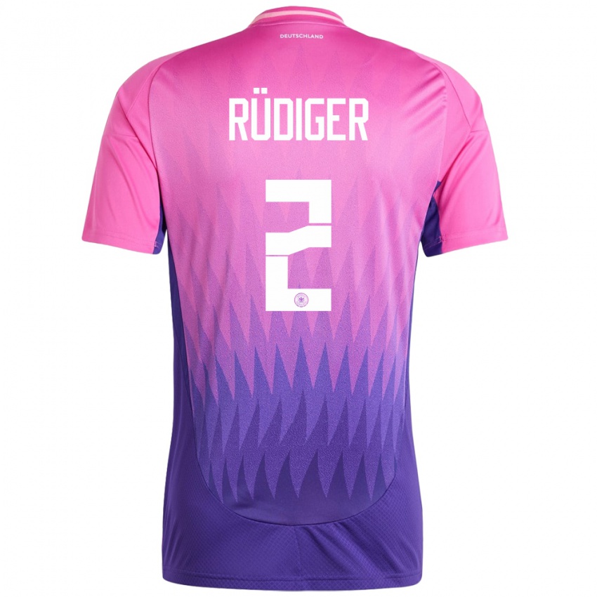 Kinderen Duitsland Antonio Rudiger #2 Roze Paars Uitshirt Uittenue 24-26 T-Shirt