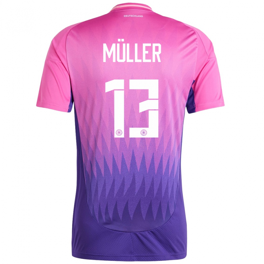 Kinderen Duitsland Thomas Muller #13 Roze Paars Uitshirt Uittenue 24-26 T-Shirt