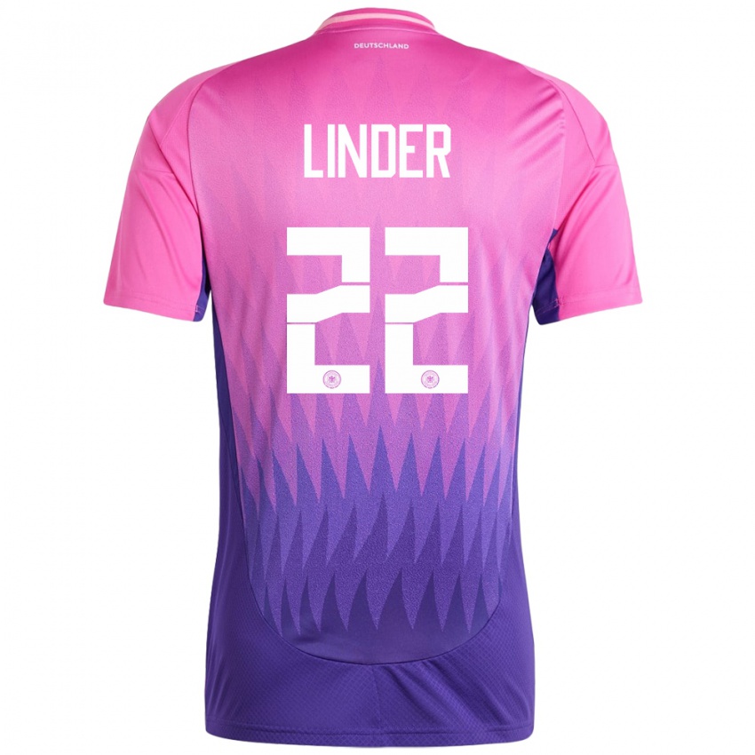 Kinderen Duitsland Sarai Linder #22 Roze Paars Uitshirt Uittenue 24-26 T-Shirt