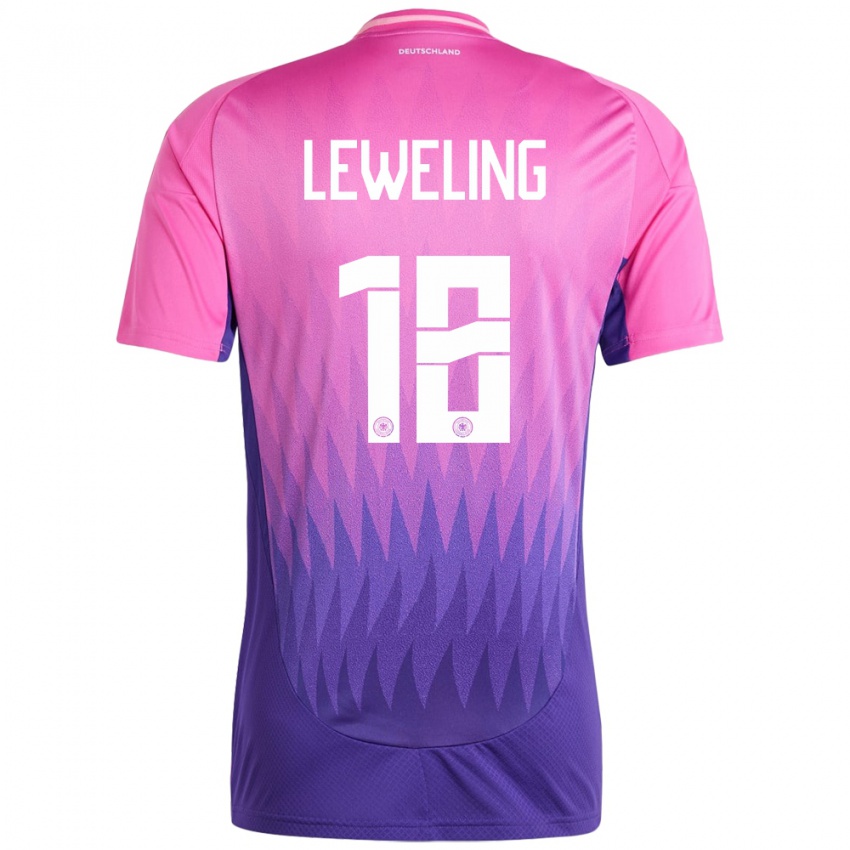 Kinderen Duitsland Jamie Leweling #18 Roze Paars Uitshirt Uittenue 24-26 T-Shirt