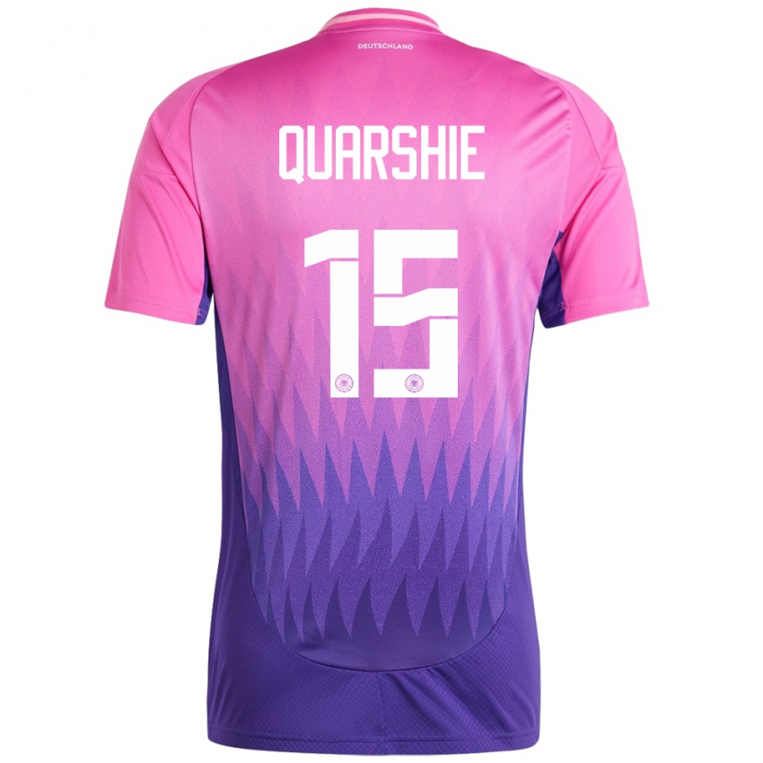 Kinderen Duitsland Joshua Quarshie #15 Roze Paars Uitshirt Uittenue 24-26 T-Shirt