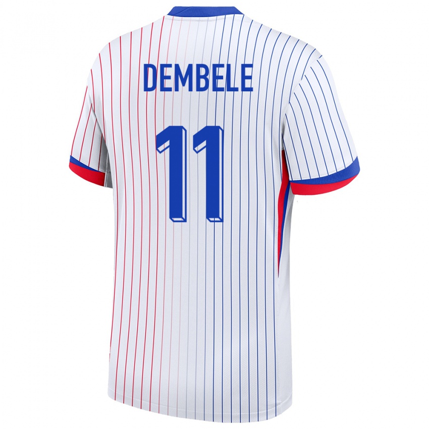 Kinderen Frankrijk Ousmane Dembele #11 Wit Uitshirt Uittenue 24-26 T-Shirt