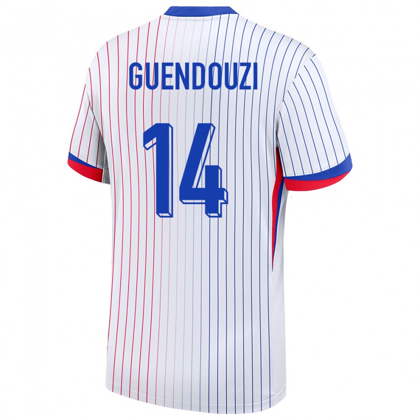 Kinderen Frankrijk Matteo Guendouzi #14 Wit Uitshirt Uittenue 24-26 T-Shirt