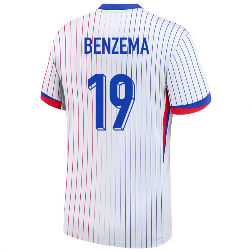 Kinderen Frankrijk Karim Benzema #19 Wit Uitshirt Uittenue 24-26 T-Shirt