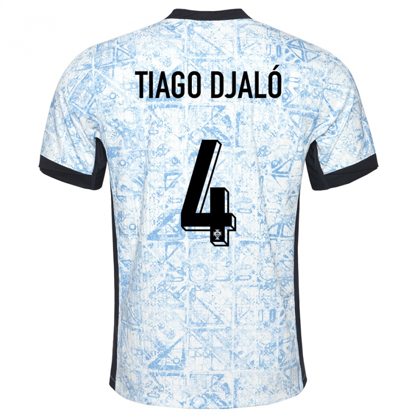 Kinderen Portugal Tiago Djalo #4 Crème Blauw Uitshirt Uittenue 24-26 T-Shirt