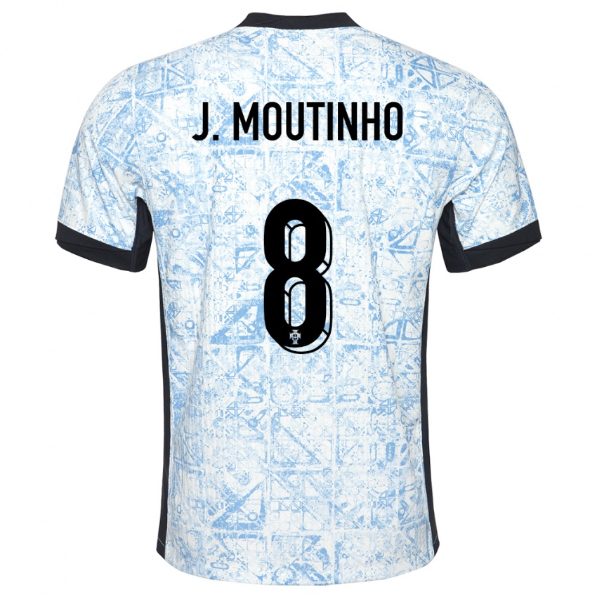 Kinderen Portugal Joao Moutinho #8 Crème Blauw Uitshirt Uittenue 24-26 T-Shirt