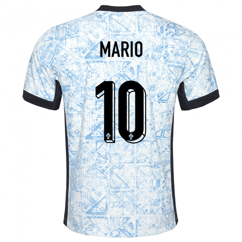 Kinderen Portugal Joao Mario #10 Crème Blauw Uitshirt Uittenue 24-26 T-Shirt