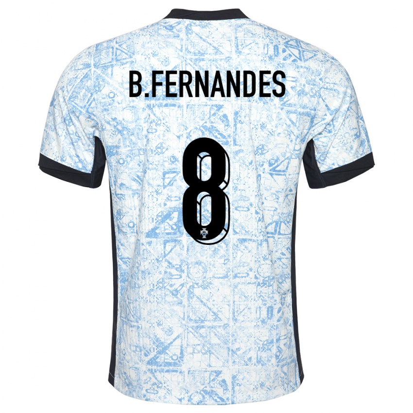 Kinderen Portugal Bruno Fernandes #8 Crème Blauw Uitshirt Uittenue 24-26 T-Shirt