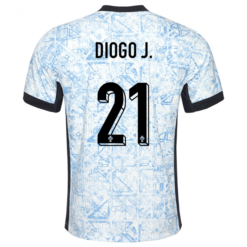 Kinderen Portugal Diogo Jota #21 Crème Blauw Uitshirt Uittenue 24-26 T-Shirt