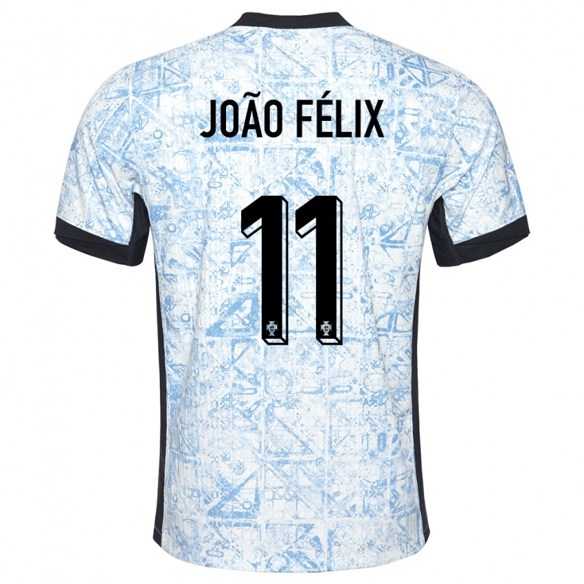 Kinderen Portugal Joao Felix #11 Crème Blauw Uitshirt Uittenue 24-26 T-Shirt