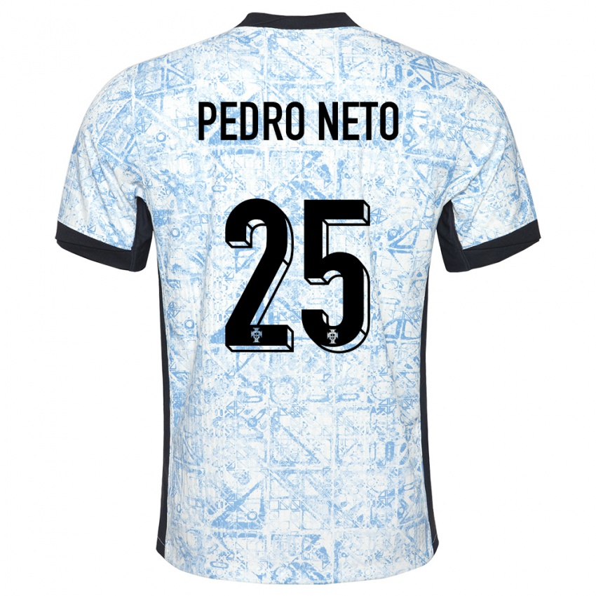 Kinderen Portugal Pedro Neto #25 Crème Blauw Uitshirt Uittenue 24-26 T-Shirt