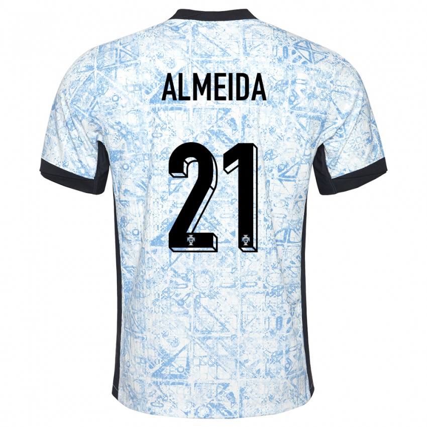 Kinderen Portugal Andre Almeida #21 Crème Blauw Uitshirt Uittenue 24-26 T-Shirt