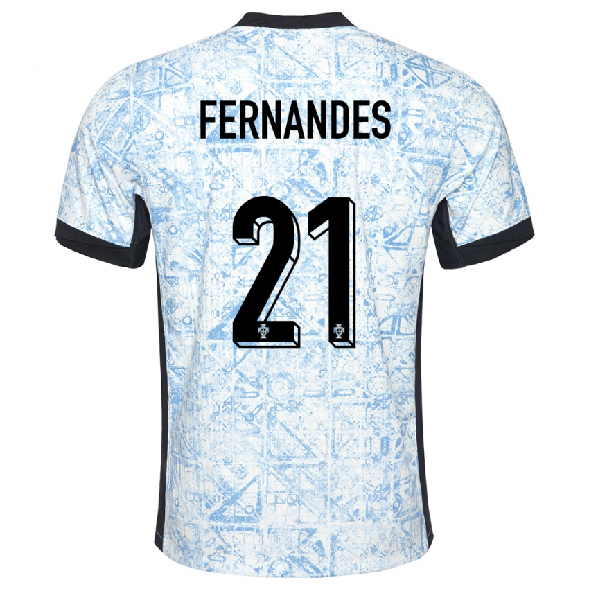 Kinderen Portugal Mateus Fernandes #21 Crème Blauw Uitshirt Uittenue 24-26 T-Shirt