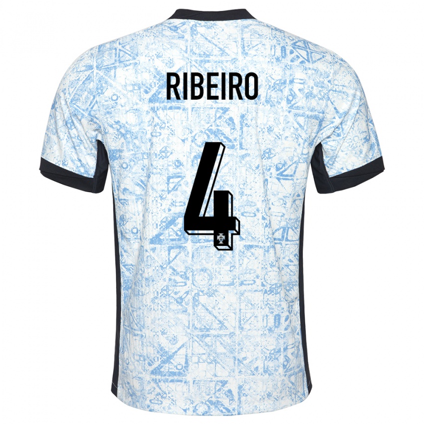 Kinderen Portugal Ricardo Ribeiro #4 Crème Blauw Uitshirt Uittenue 24-26 T-Shirt