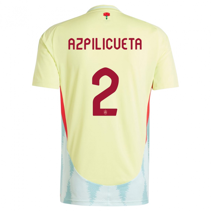 Kinderen Spanje Cesar Azpilicueta #2 Geel Uitshirt Uittenue 24-26 T-Shirt