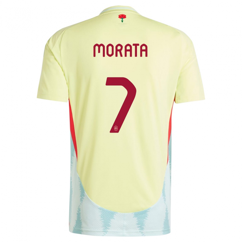 Kinderen Spanje Alvaro Morata #7 Geel Uitshirt Uittenue 24-26 T-Shirt