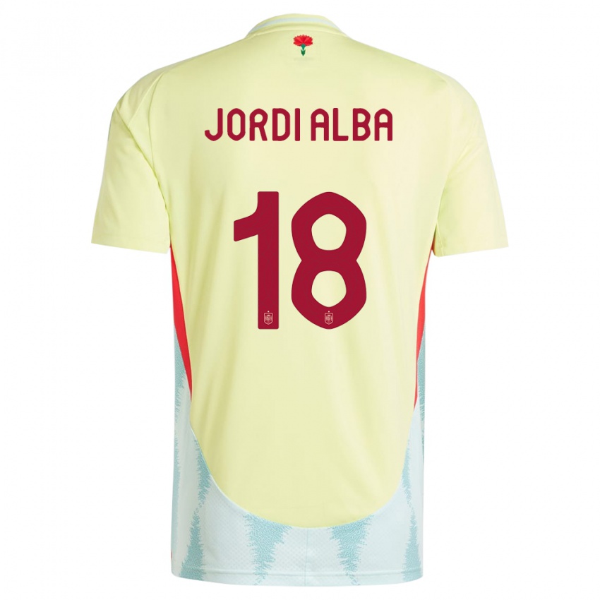 Kinderen Spanje Jordi Alba #18 Geel Uitshirt Uittenue 24-26 T-Shirt