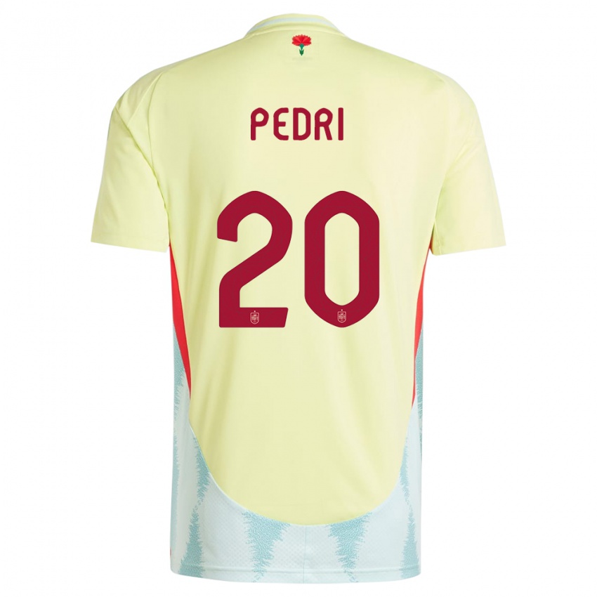 Kinderen Spanje Pedri #20 Geel Uitshirt Uittenue 24-26 T-Shirt