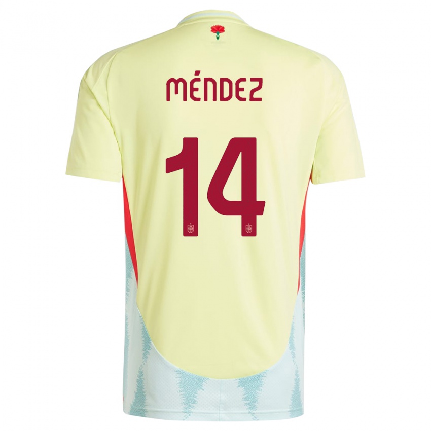 Kinderen Spanje Maria Mendez #14 Geel Uitshirt Uittenue 24-26 T-Shirt