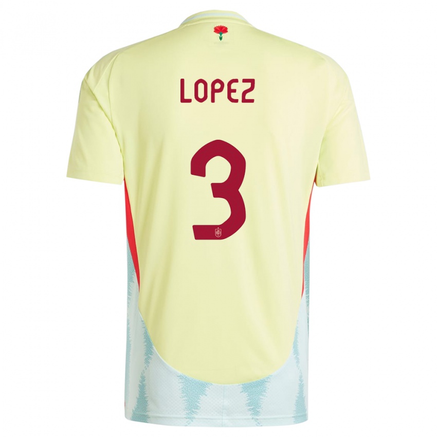 Kinderen Spanje Juan Lopez #3 Geel Uitshirt Uittenue 24-26 T-Shirt