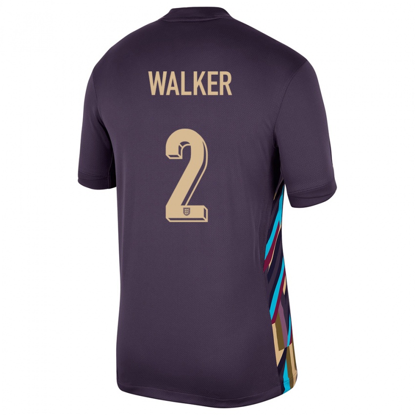 Kinderen Engeland Kyle Walker #2 Donkere Rozijn Uitshirt Uittenue 24-26 T-Shirt