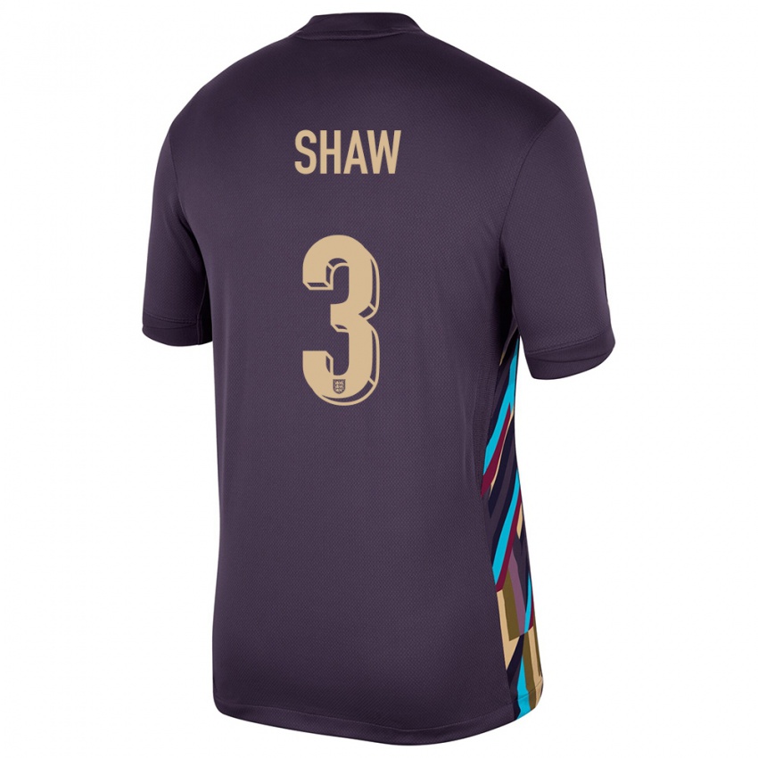 Kinderen Engeland Luke Shaw #3 Donkere Rozijn Uitshirt Uittenue 24-26 T-Shirt