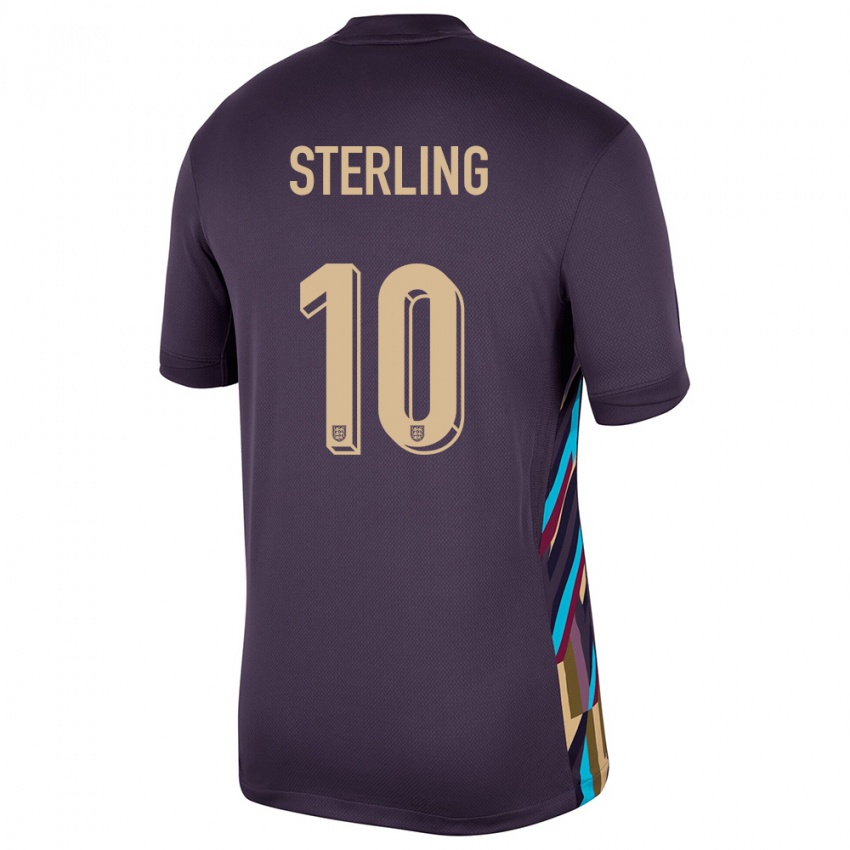 Kinderen Engeland Raheem Sterling #10 Donkere Rozijn Uitshirt Uittenue 24-26 T-Shirt