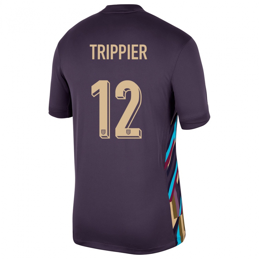 Kinderen Engeland Kieran Trippier #12 Donkere Rozijn Uitshirt Uittenue 24-26 T-Shirt