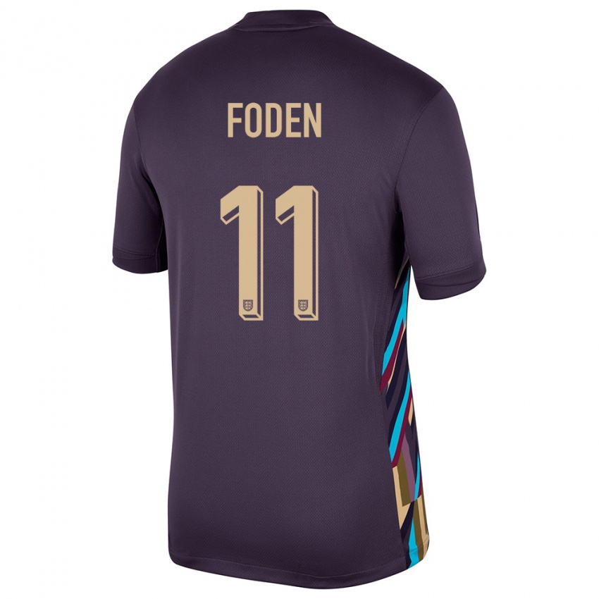 Kinderen Engeland Phil Foden #11 Donkere Rozijn Uitshirt Uittenue 24-26 T-Shirt