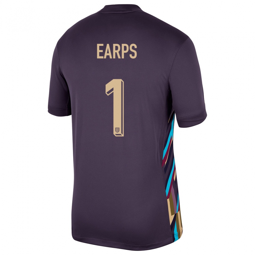 Kinderen Engeland Mary Earps #1 Donkere Rozijn Uitshirt Uittenue 24-26 T-Shirt