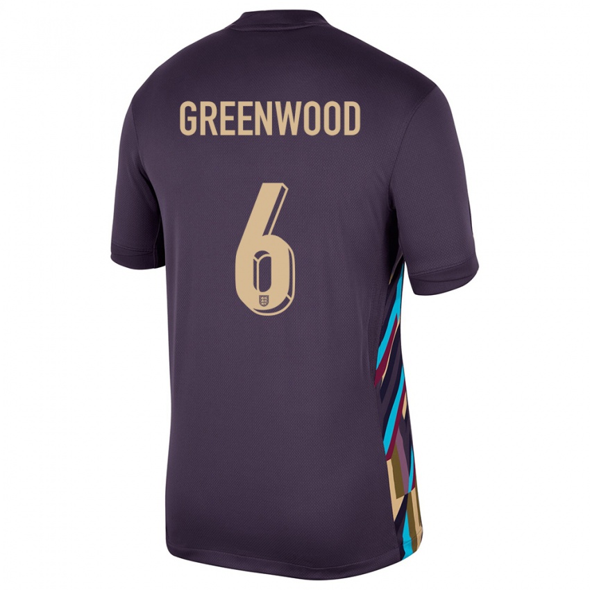 Kinderen Engeland Alex Greenwood #6 Donkere Rozijn Uitshirt Uittenue 24-26 T-Shirt