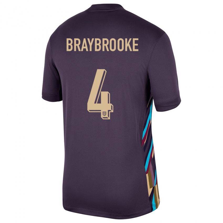 Kinderen Engeland Samuel Braybrooke #4 Donkere Rozijn Uitshirt Uittenue 24-26 T-Shirt