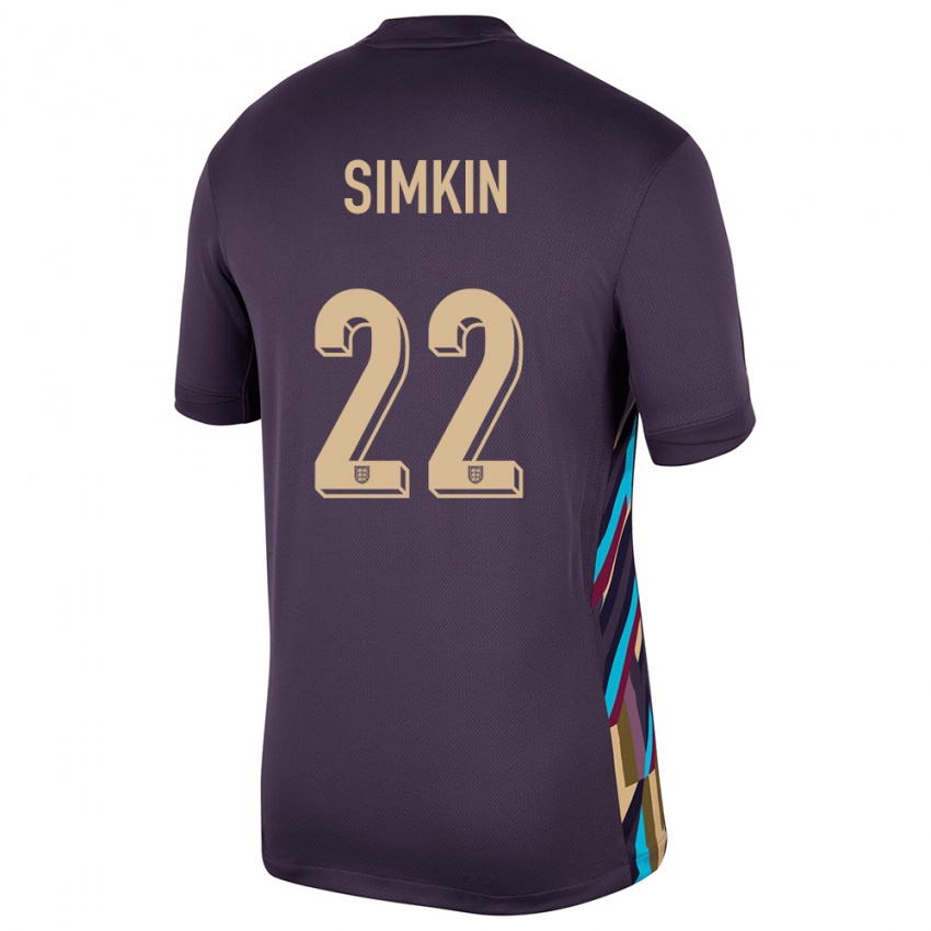 Kinderen Engeland Tommy Simkin #22 Donkere Rozijn Uitshirt Uittenue 24-26 T-Shirt