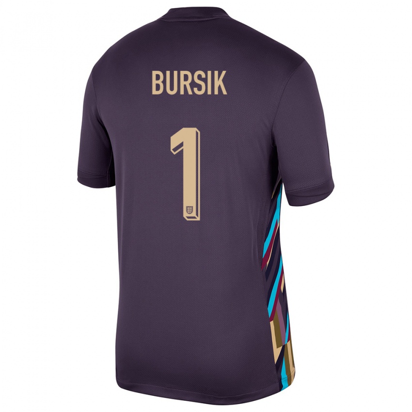 Kinderen Engeland Josef Bursik #1 Donkere Rozijn Uitshirt Uittenue 24-26 T-Shirt