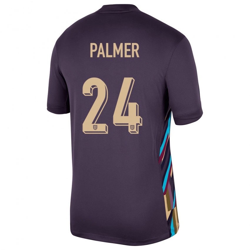 Kinderen Engeland Cole Palmer #24 Donkere Rozijn Uitshirt Uittenue 24-26 T-Shirt