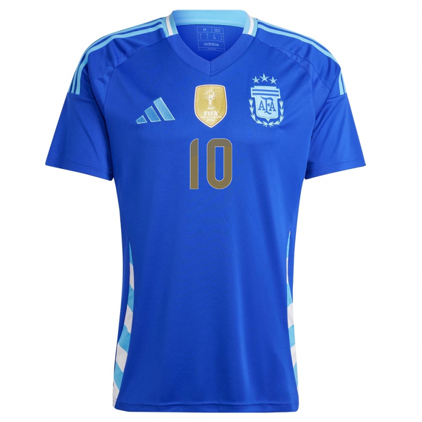 Kinderen Argentinië Lionel Messi #10 Blauw Uitshirt Uittenue 24-26 T-Shirt