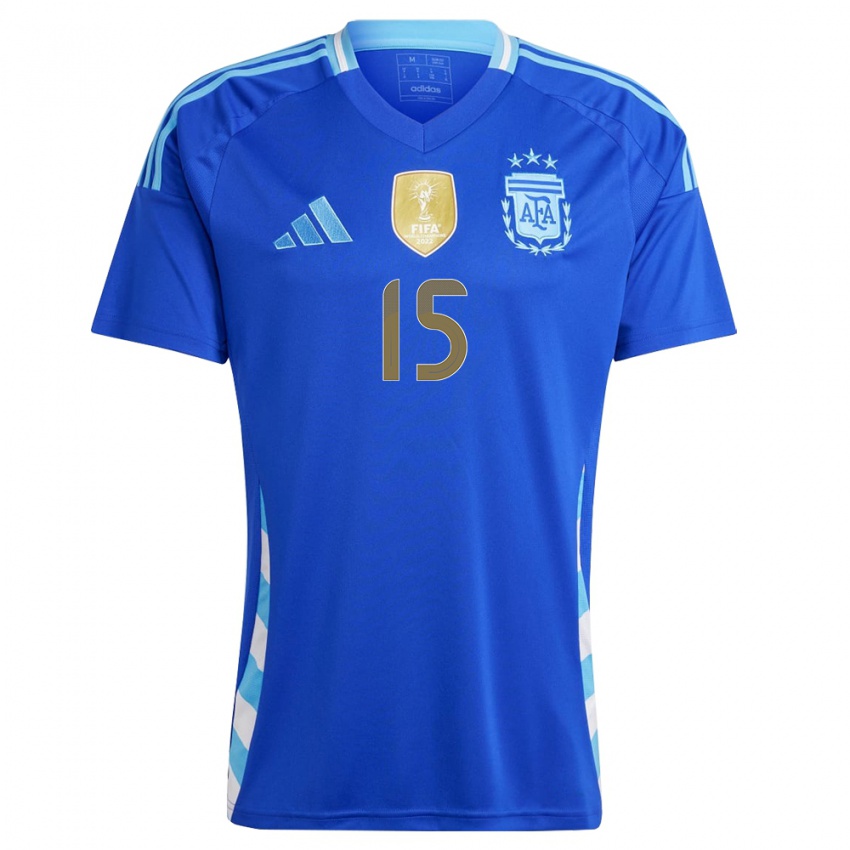 Kinderen Argentinië Nicolas Gonzalez #15 Blauw Uitshirt Uittenue 24-26 T-Shirt
