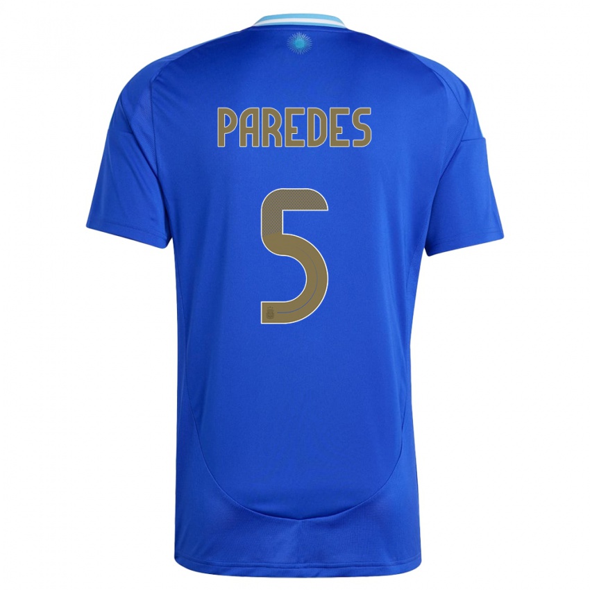 Kinderen Argentinië Leandro Paredes #5 Blauw Uitshirt Uittenue 24-26 T-Shirt