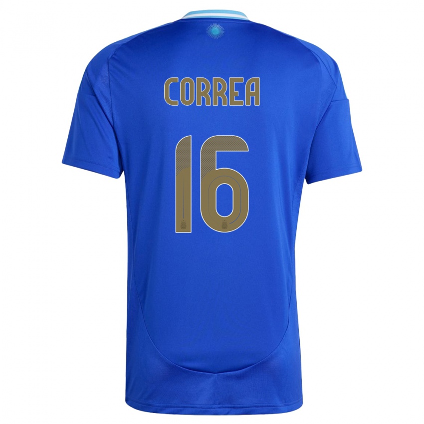 Kinderen Argentinië Angel Correa #16 Blauw Uitshirt Uittenue 24-26 T-Shirt