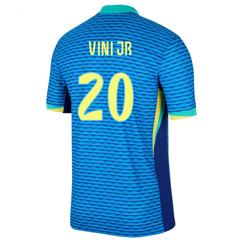 Kinderen Brazilië Vinicius Junior #20 Blauw Uitshirt Uittenue 24-26 T-Shirt
