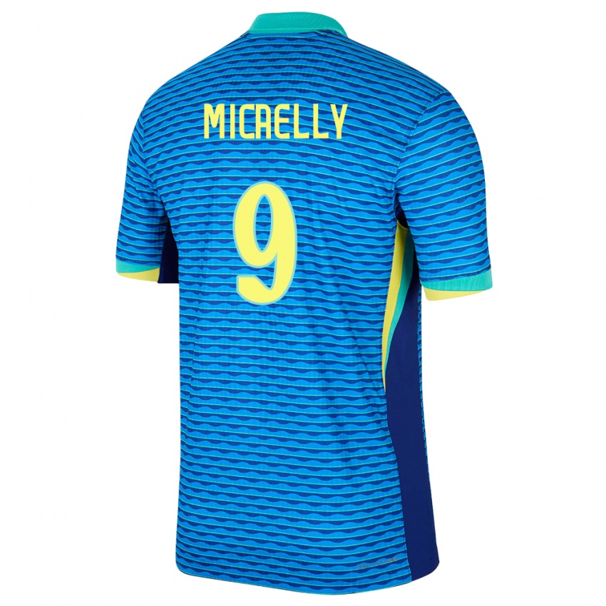 Kinderen Brazilië Micaelly #9 Blauw Uitshirt Uittenue 24-26 T-Shirt