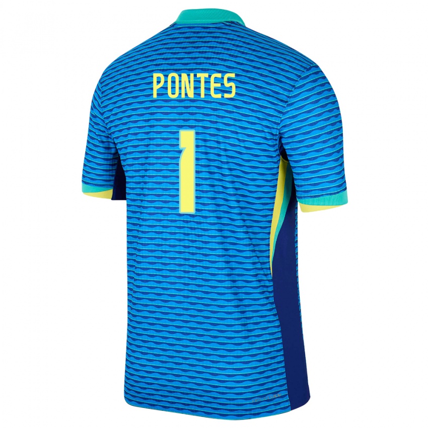 Kinderen Brazilië Mycael Pontes #1 Blauw Uitshirt Uittenue 24-26 T-Shirt