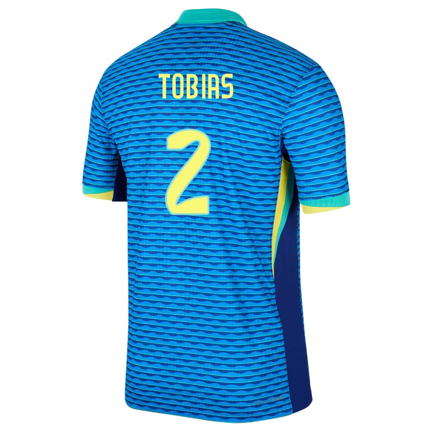 Kinderen Brazilië Vinicius Tobias #2 Blauw Uitshirt Uittenue 24-26 T-Shirt