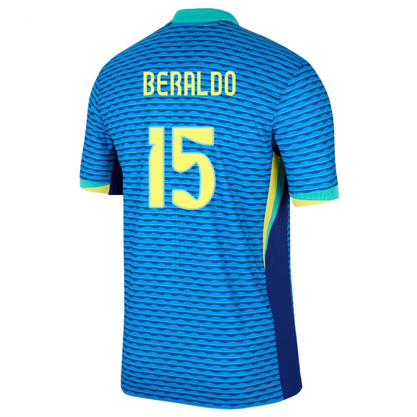 Kinderen Brazilië Lucas Beraldo #15 Blauw Uitshirt Uittenue 24-26 T-Shirt