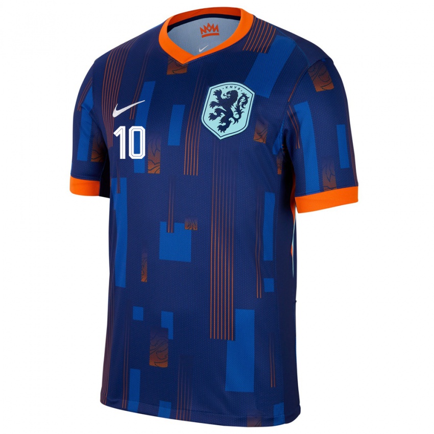 Kinderen Nederland Memphis Depay #10 Blauw Uitshirt Uittenue 24-26 T-Shirt