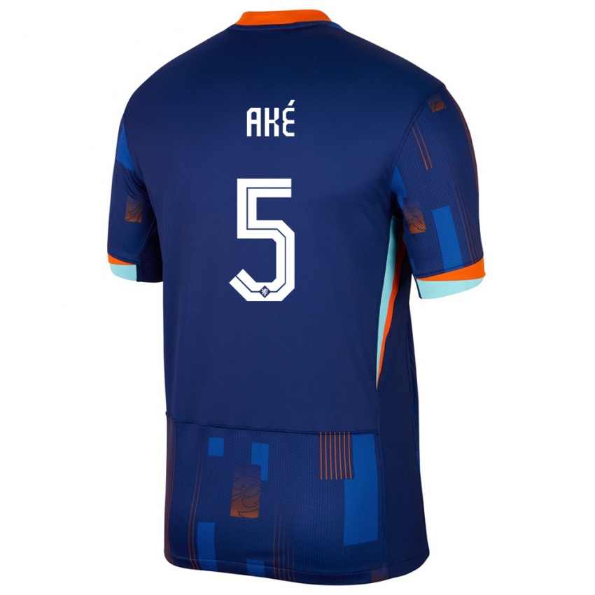 Kinderen Nederland Nathan Ake #5 Blauw Uitshirt Uittenue 24-26 T-Shirt