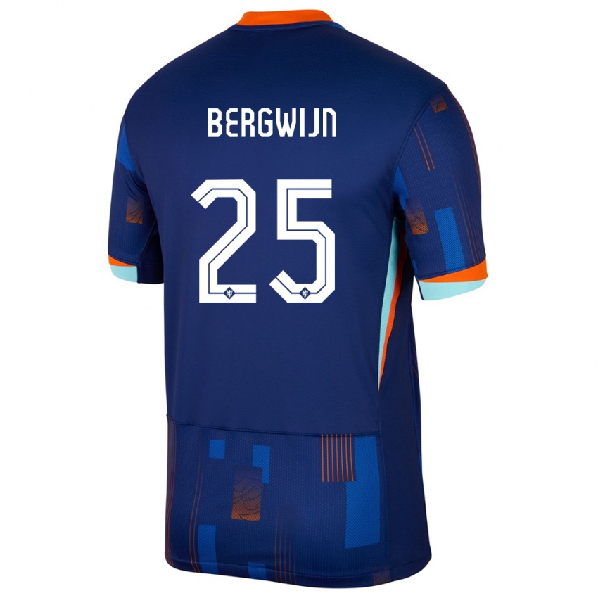 Kinderen Nederland Steven Bergwijn #25 Blauw Uitshirt Uittenue 24-26 T-Shirt