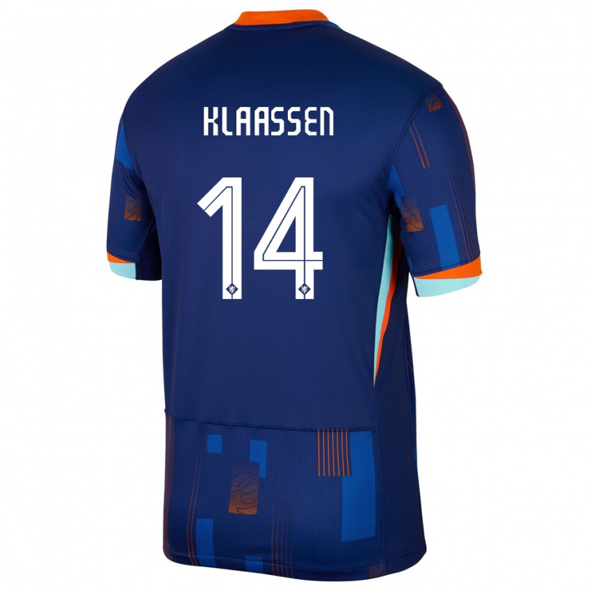 Kinderen Nederland Davy Klaassen #14 Blauw Uitshirt Uittenue 24-26 T-Shirt