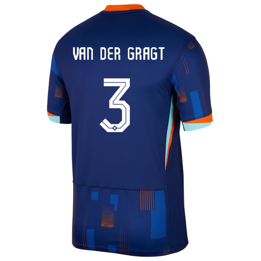 Kinderen Nederland Stefanie Van Der Gragt #3 Blauw Uitshirt Uittenue 24-26 T-Shirt