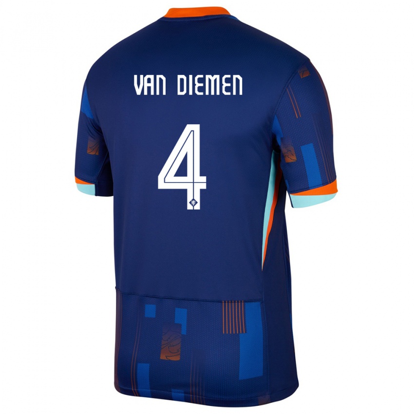 Kinderen Nederland Samantha Van Diemen #4 Blauw Uitshirt Uittenue 24-26 T-Shirt